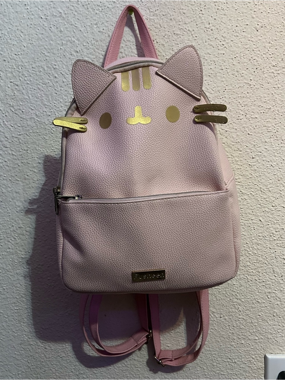 Pusheen Pink Mini Backpack with Gold Accents